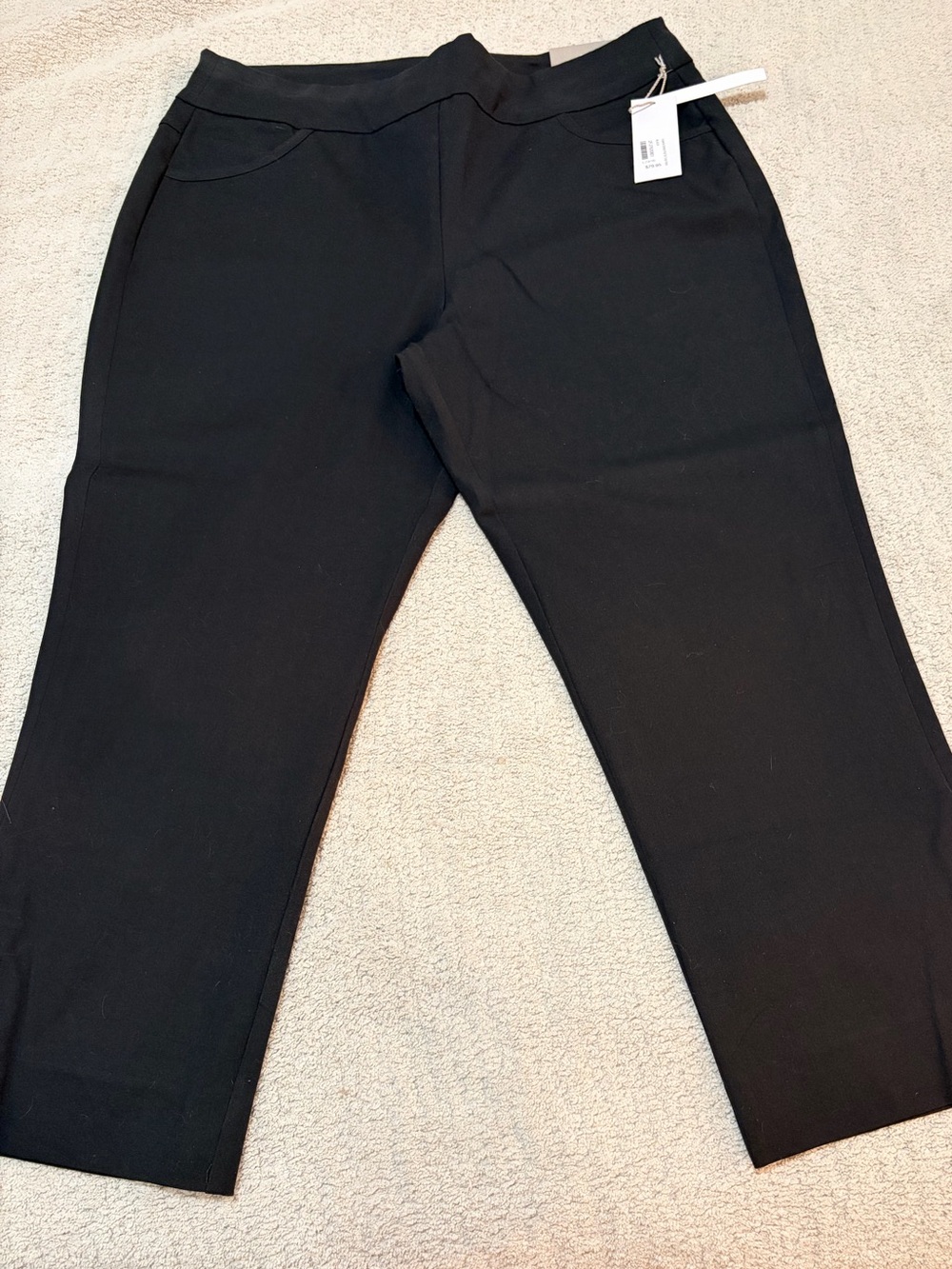 NWT Soft Surroundings Superla Stretch Pull On Crop Pants Black Size L 14/16